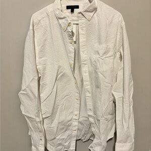 Banana Republic White Textured Button-Down Shirt XL